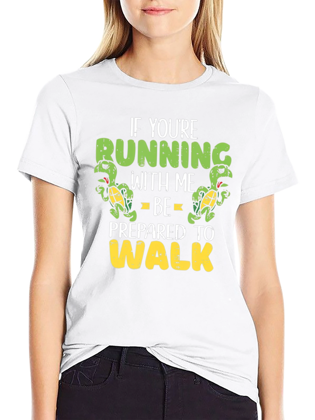 Funny Running Turtle Graphic T-Shirt