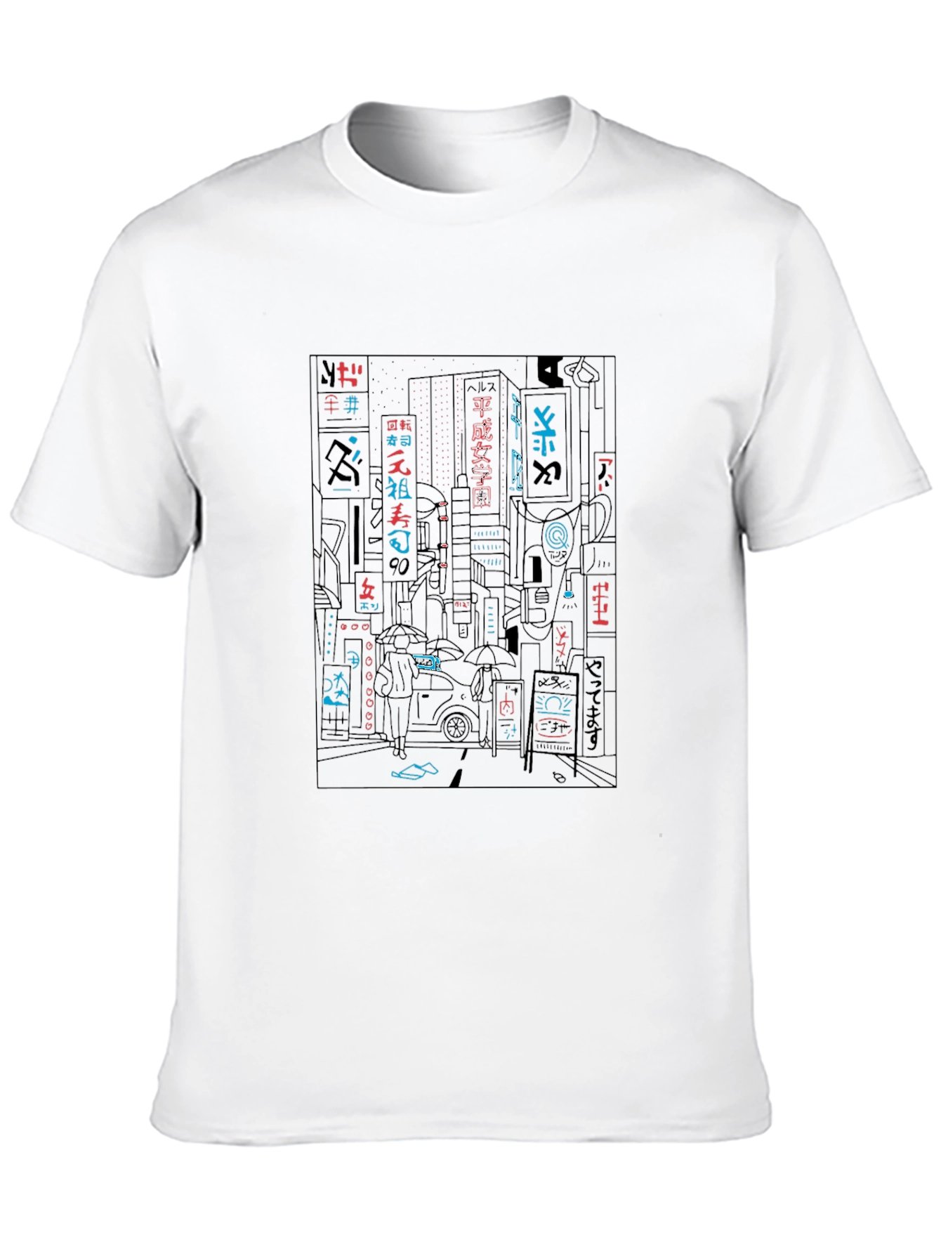 Neon Cityscape Graphic Tee - Black