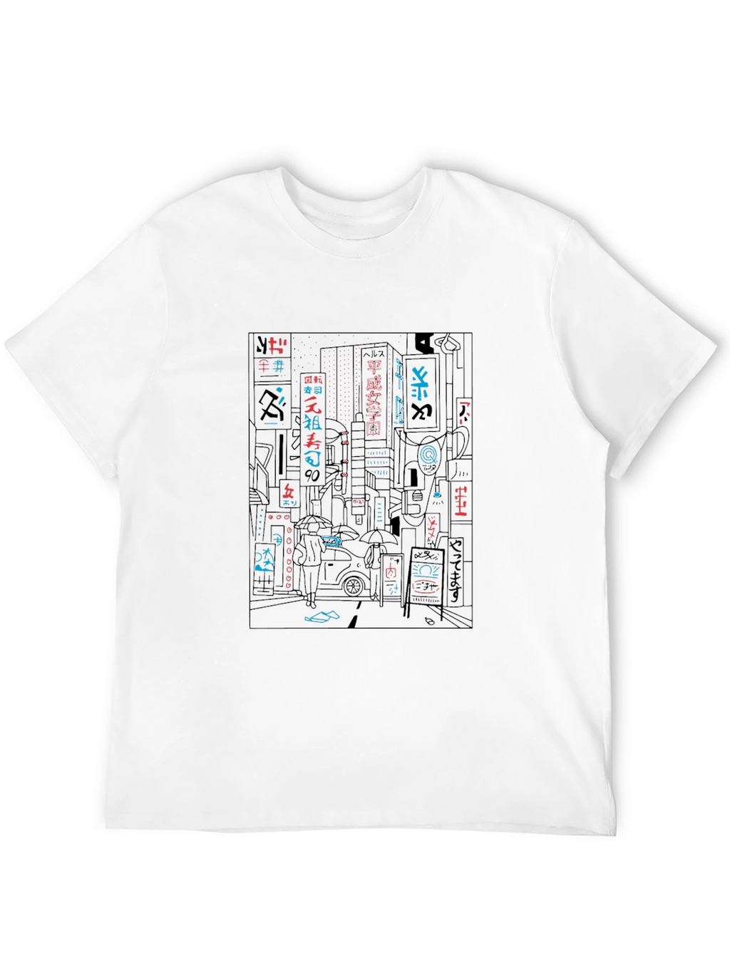 Neon Cityscape Graphic Tee - Black