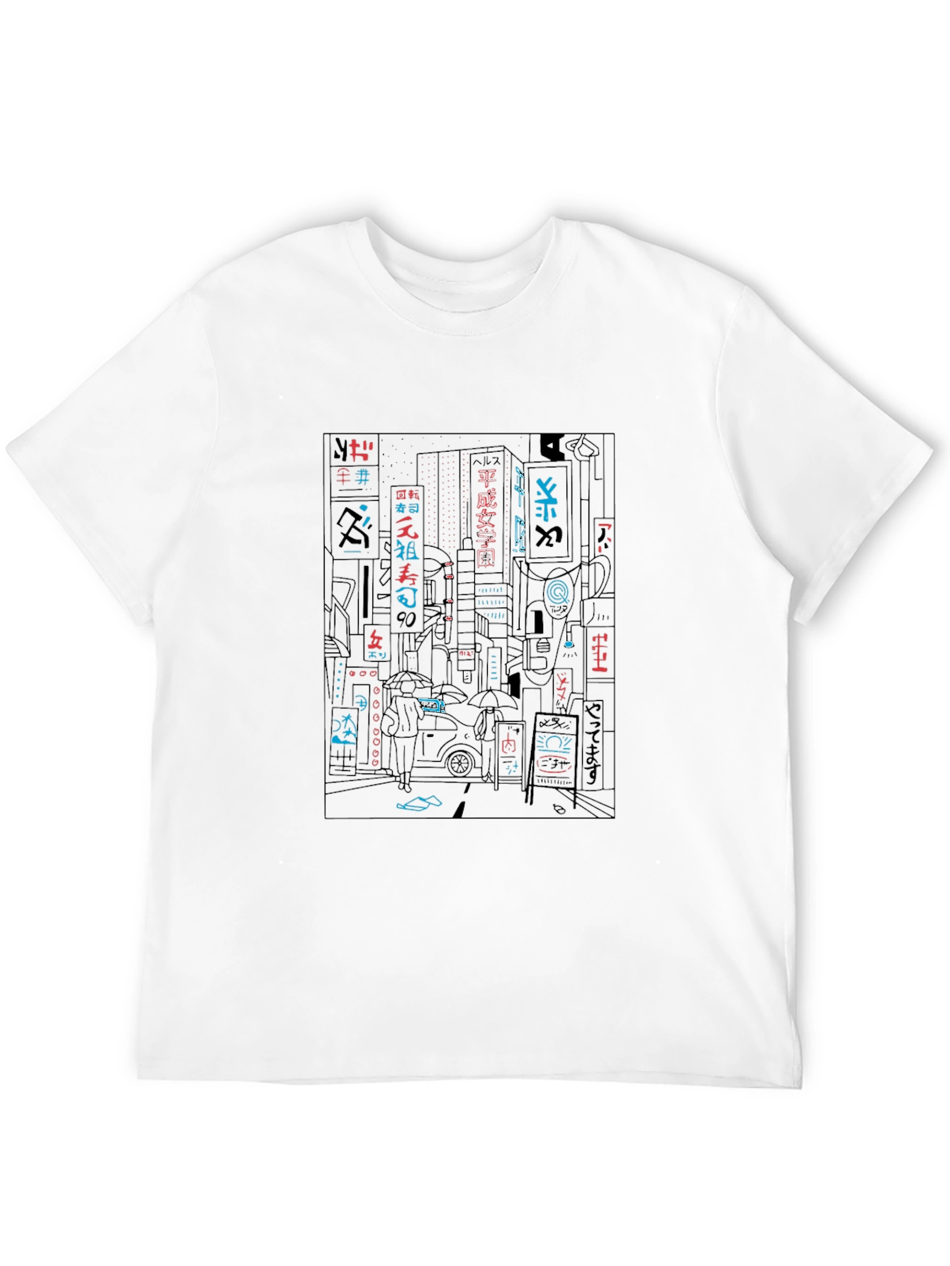 Neon Cityscape Graphic Tee - Black