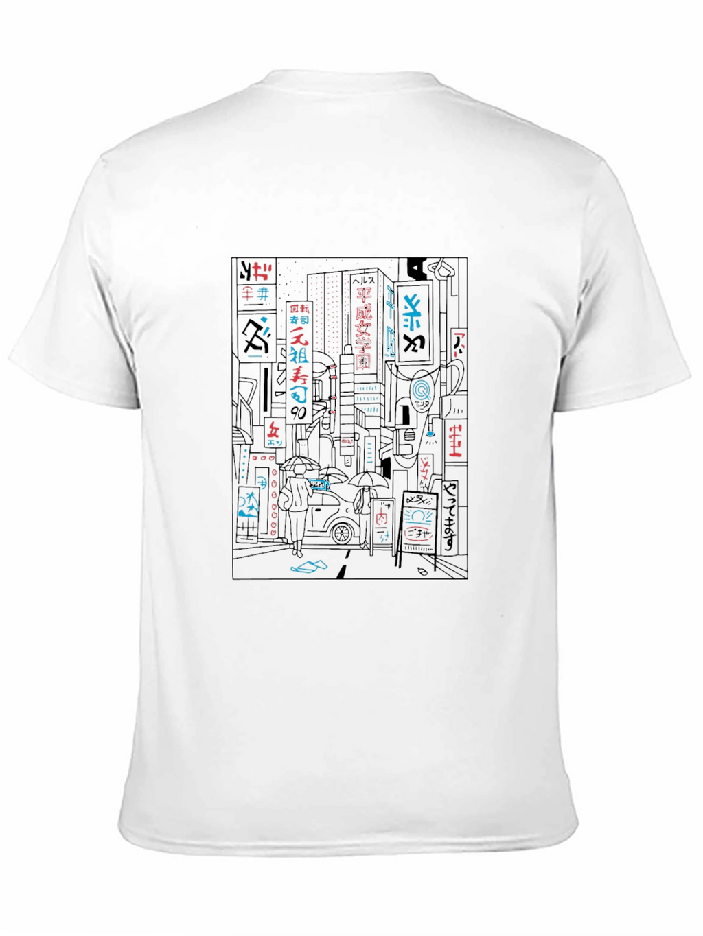 Neon Cityscape Graphic Tee - Black