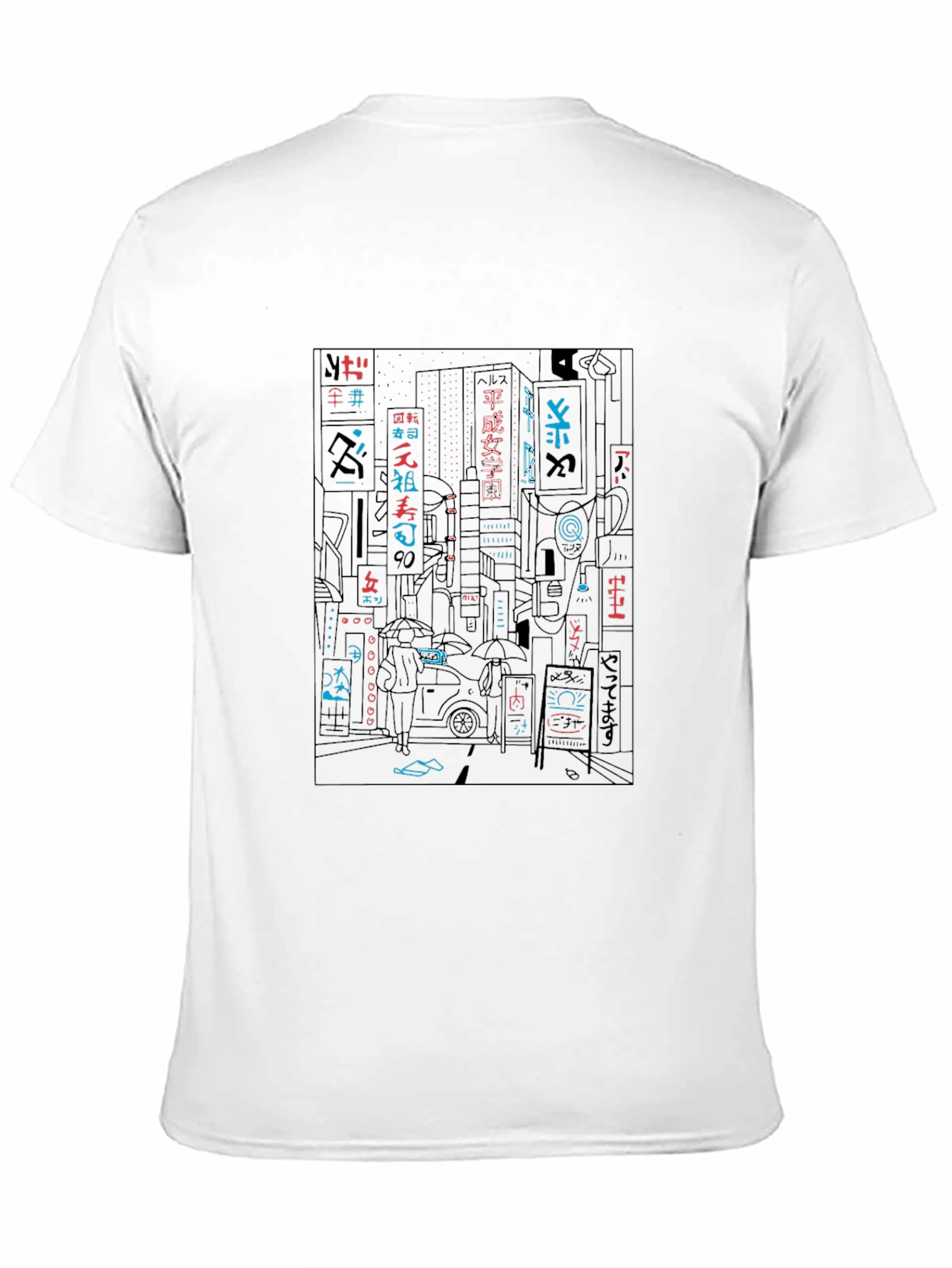 Neon Cityscape Graphic Tee - Black