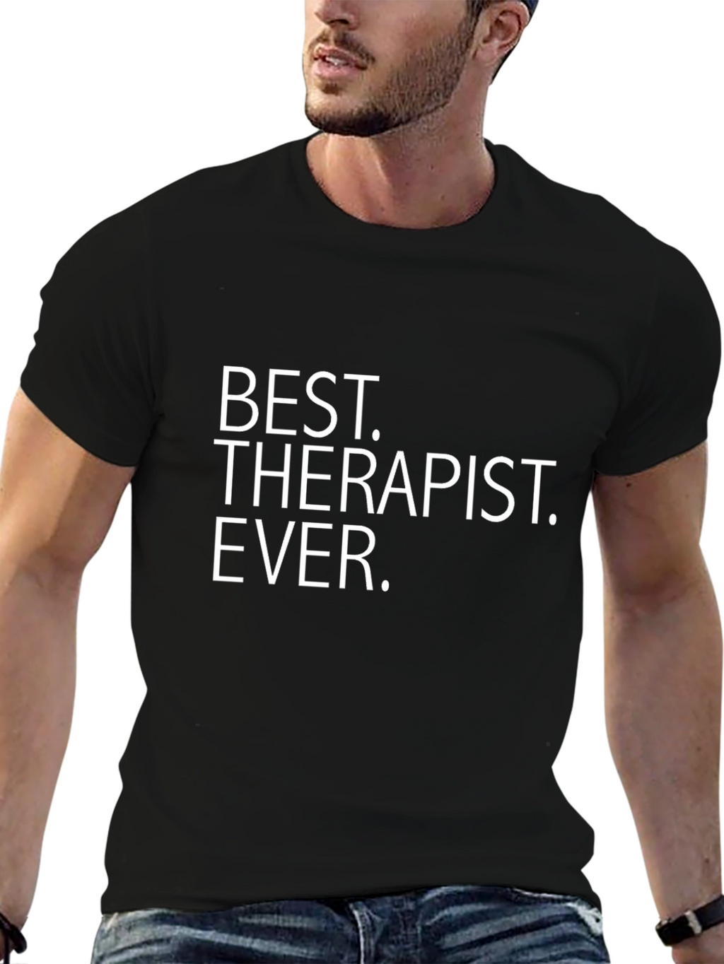 Best Therapist Ever Black Cotton T-Shirt