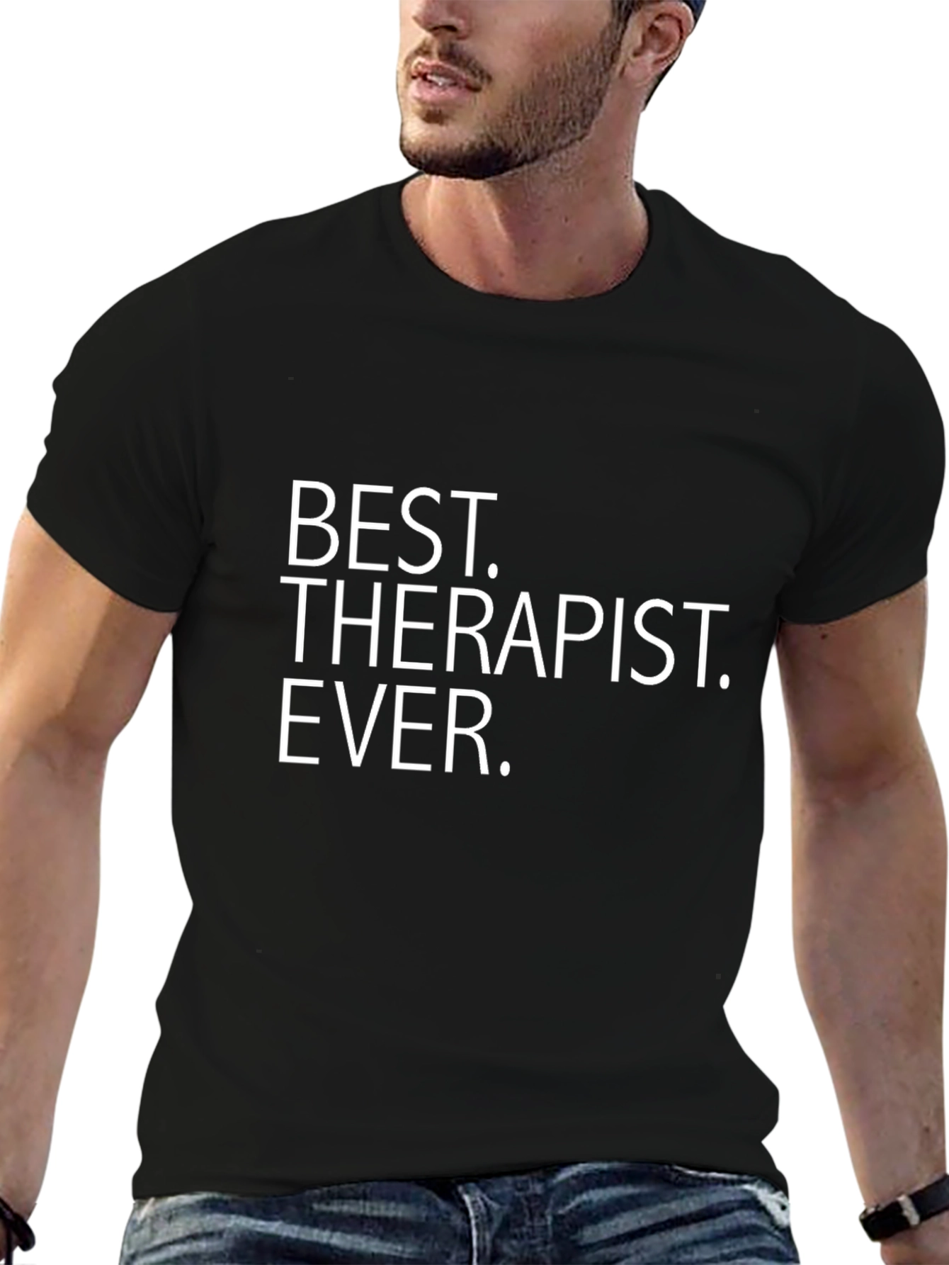 Best Therapist Ever Black Cotton T-Shirt