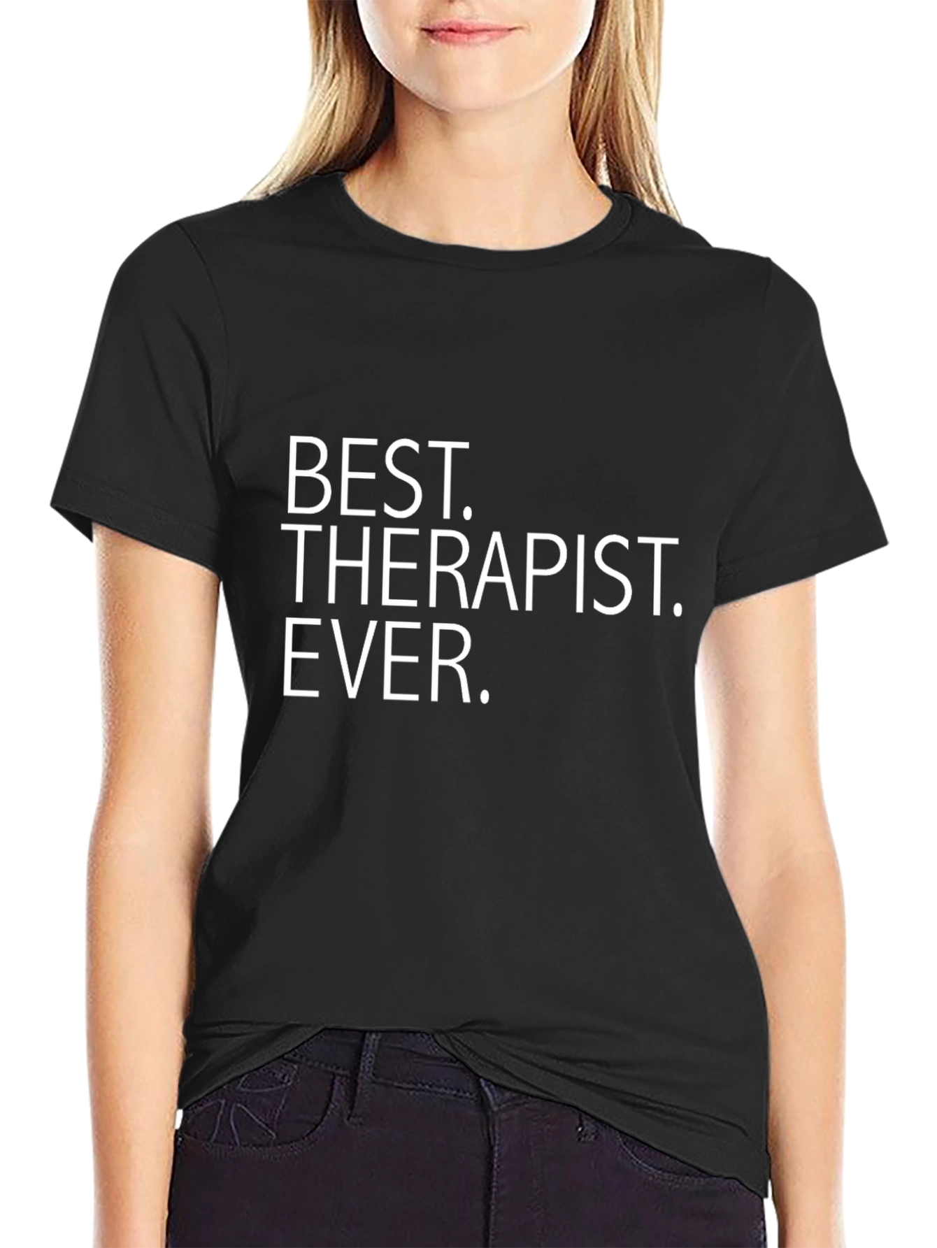 Best Therapist Ever Black Cotton T-Shirt