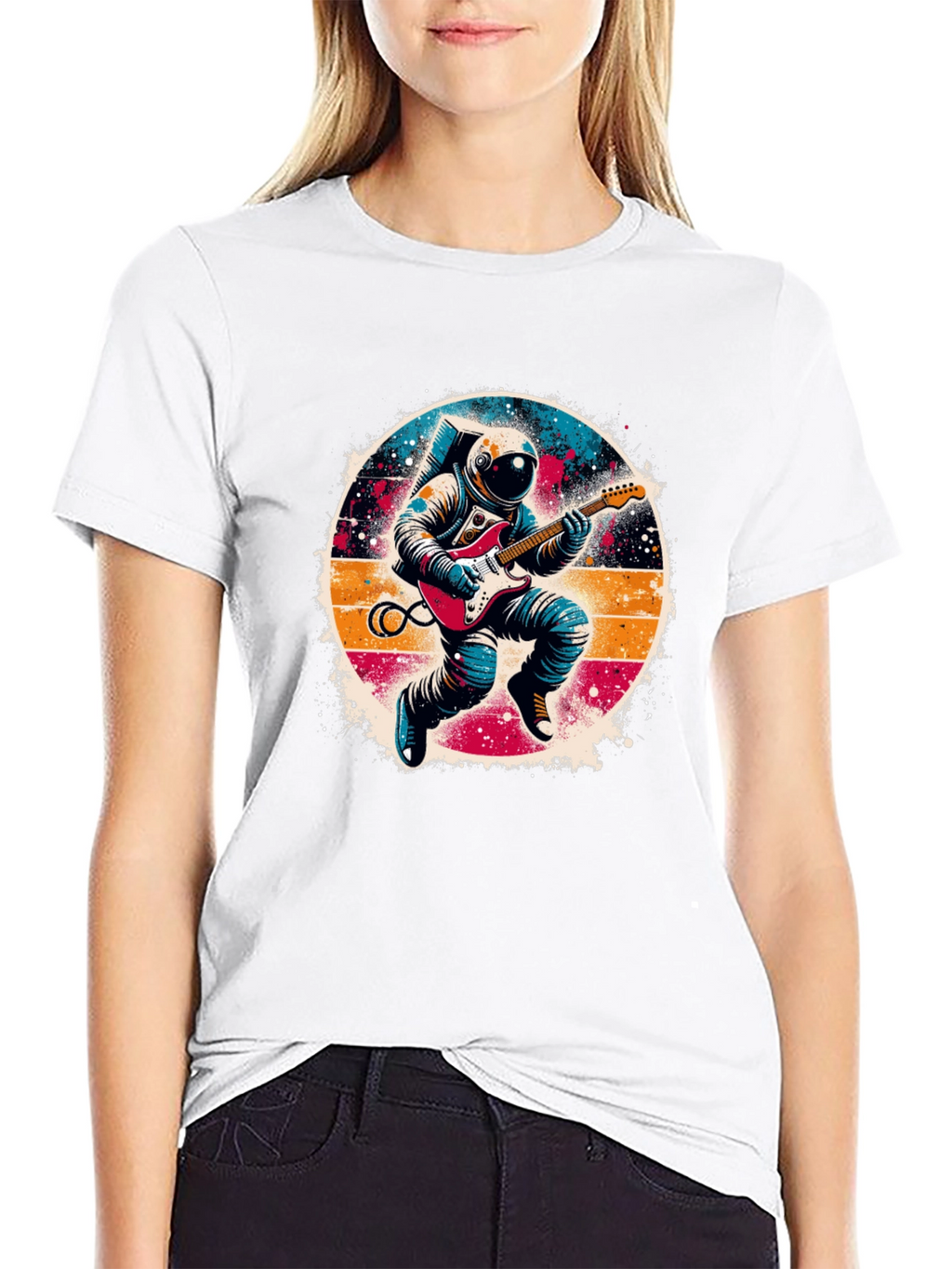 Astronaut Guitarist Graphic Tee - Space Rocker T-Shirt