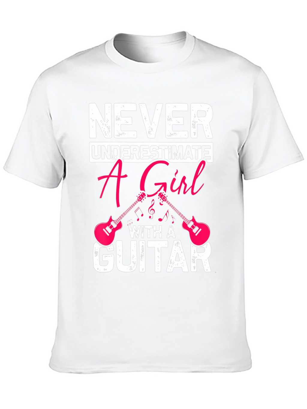 Never Underestimate A Girl With A Guitar Black T-Shirt