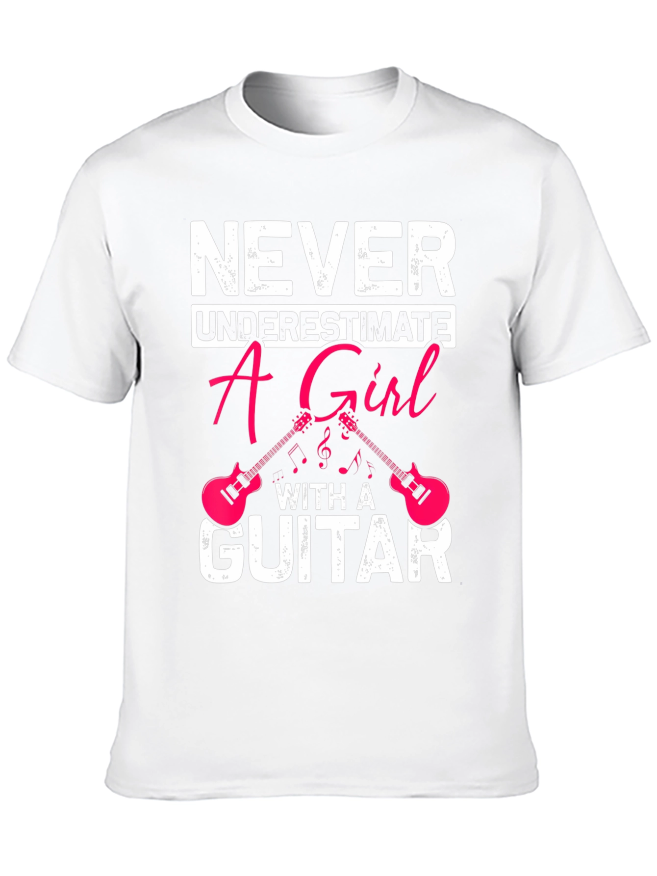 Never Underestimate A Girl With A Guitar Black T-Shirt
