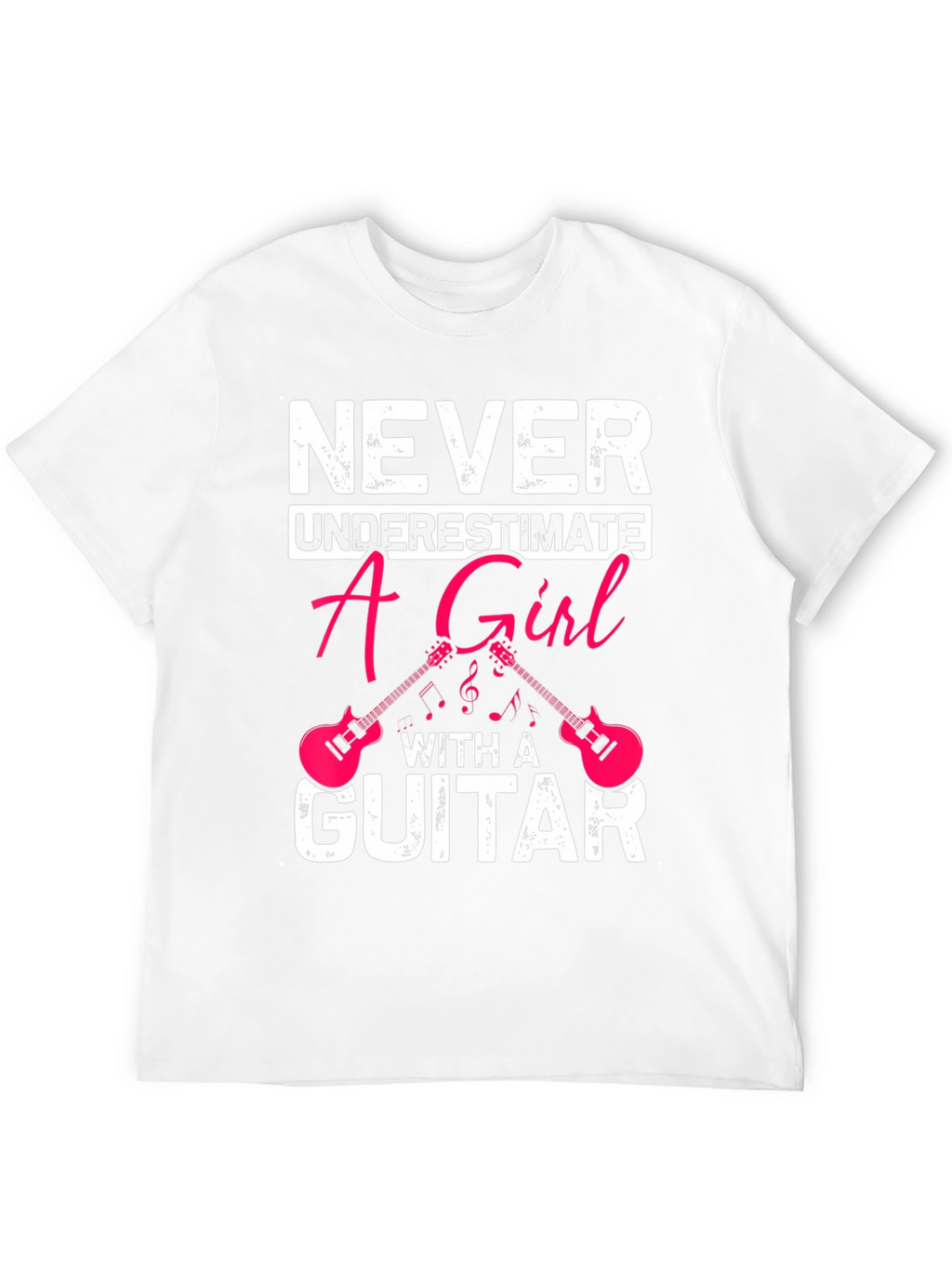 Never Underestimate A Girl With A Guitar Black T-Shirt