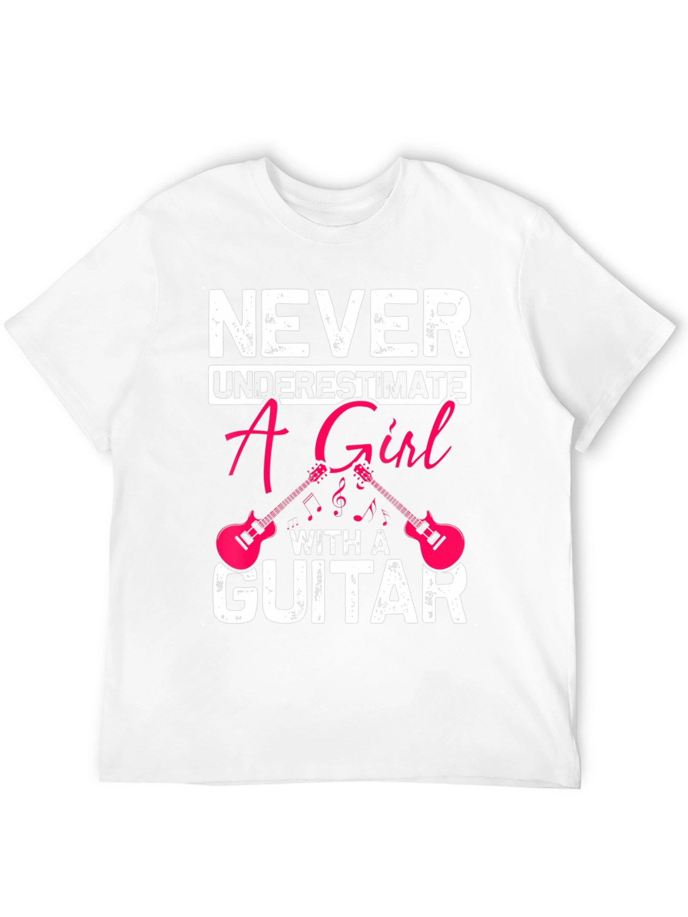 Never Underestimate A Girl With A Guitar Black T-Shirt