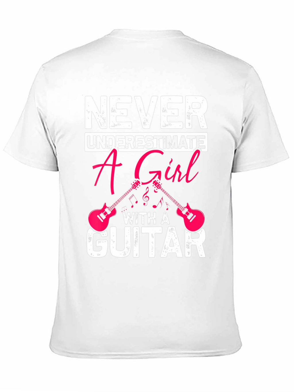 Never Underestimate A Girl With A Guitar Black T-Shirt