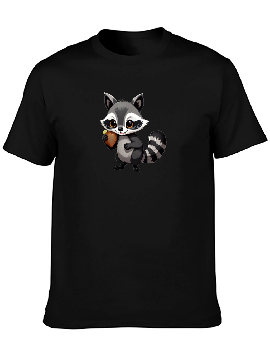 Raccoon Cartoon Black T-shirt
