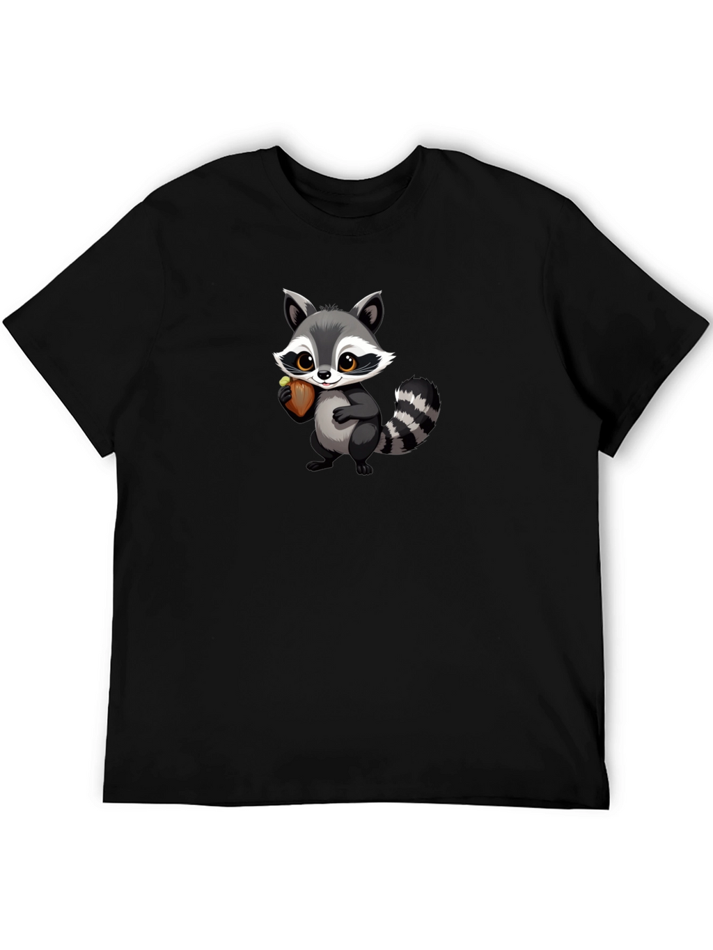 Raccoon Cartoon Black T-shirt