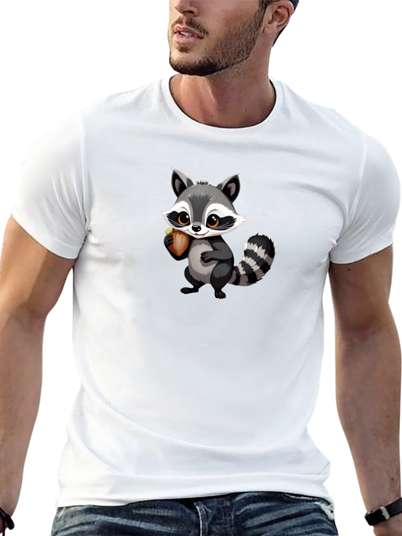Raccoon Cartoon Black T-shirt