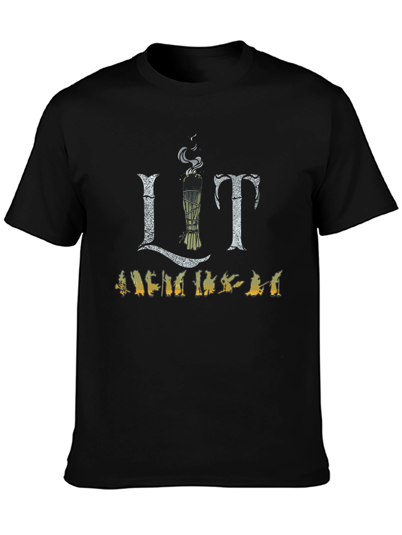 Lit Sage Smudge T-Shirt - Unisex Black Tee