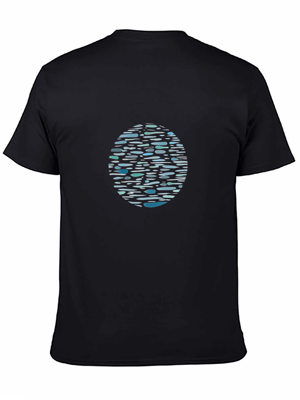Black Graphic Tee - Abstract Water Pattern