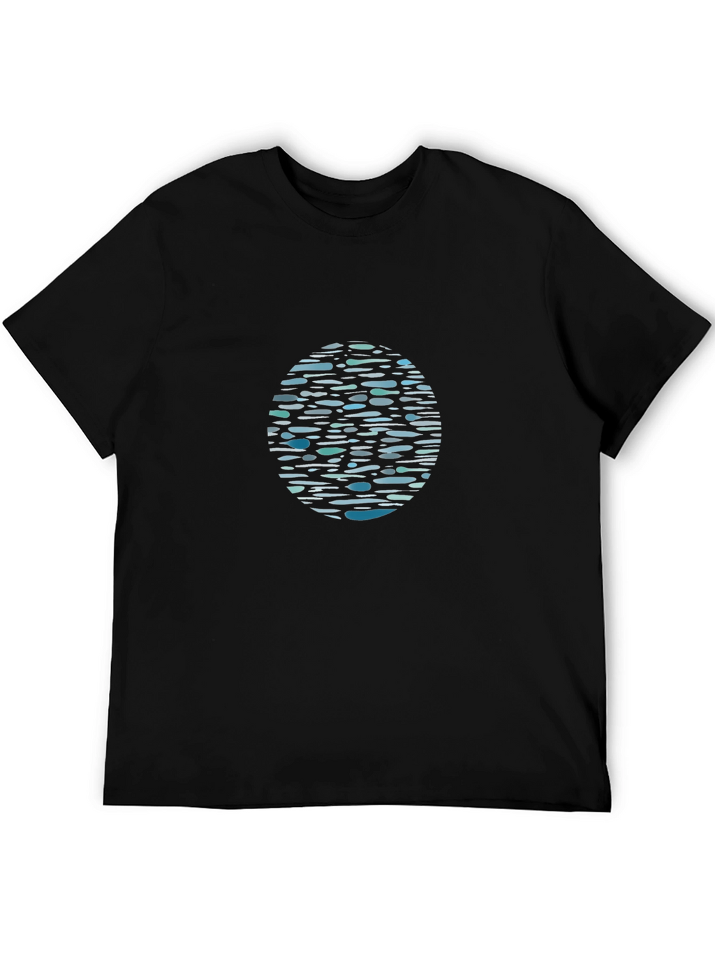 Black Graphic Tee - Abstract Water Pattern