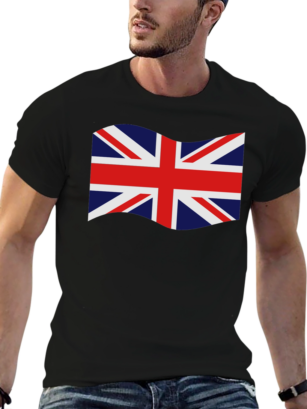British Flag Graphic Tee - Black Crew Neck T-Shirt
