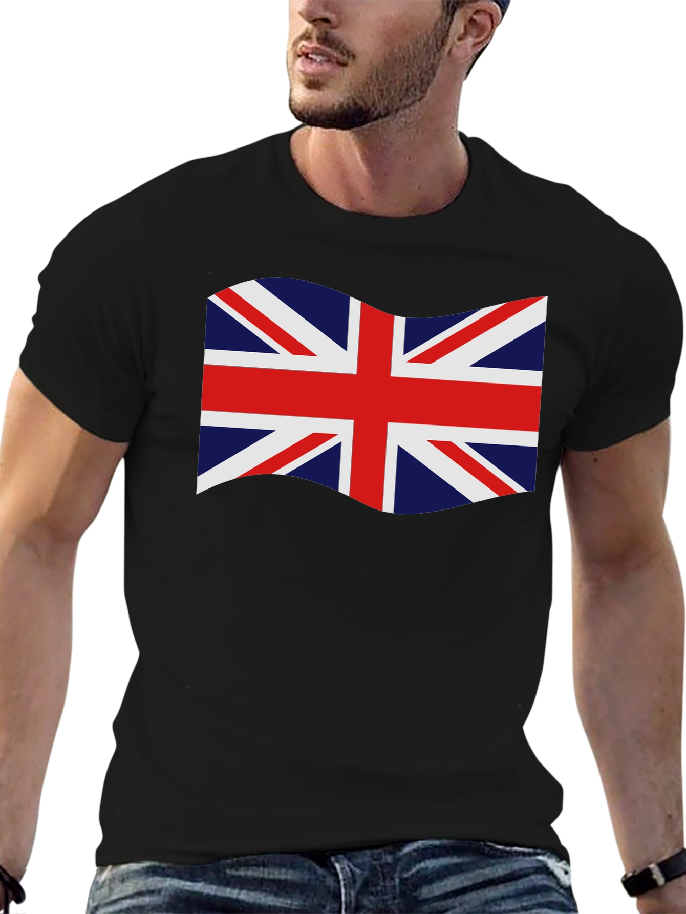 British Flag Graphic Tee - Black Crew Neck T-Shirt