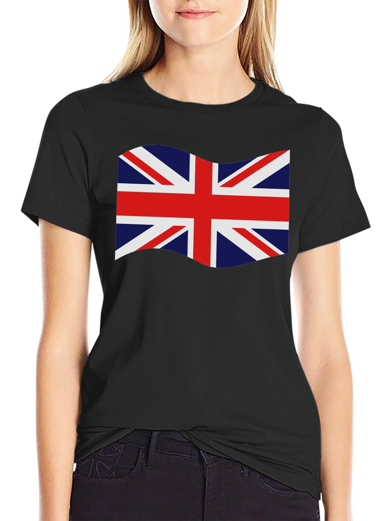 British Flag Graphic Tee - Black Crew Neck T-Shirt