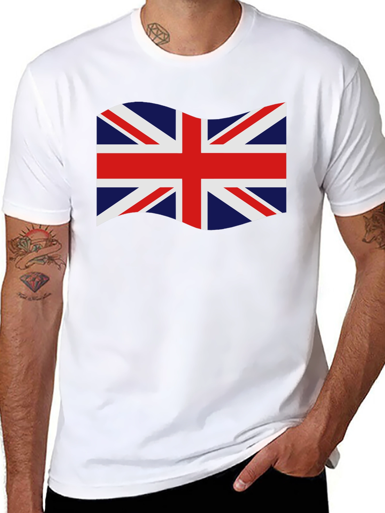 British Flag Graphic Tee - Black Crew Neck T-Shirt