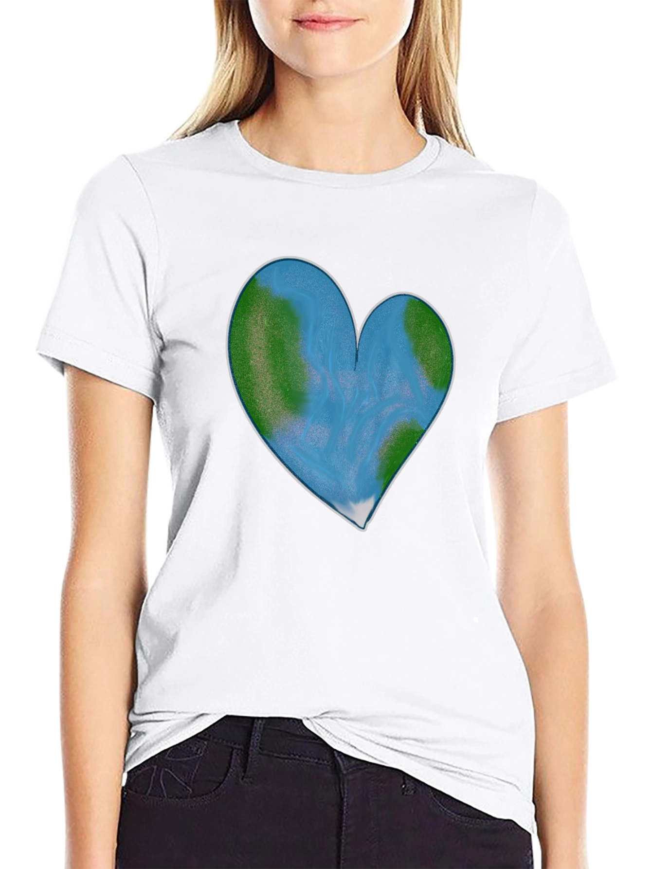 Earth Heart Graphic Tee - Black Cotton Blend
