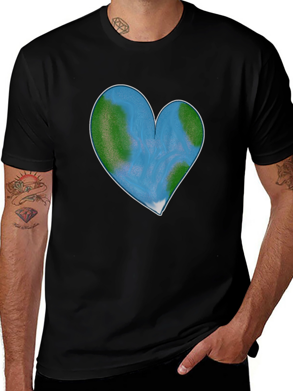 Earth Heart Graphic Tee - Black Cotton Blend