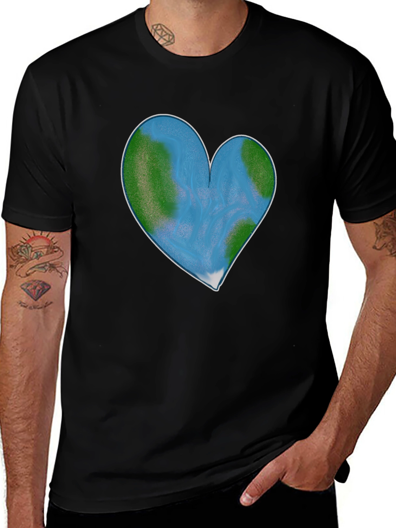 Earth Heart Graphic Tee - Black Cotton Blend