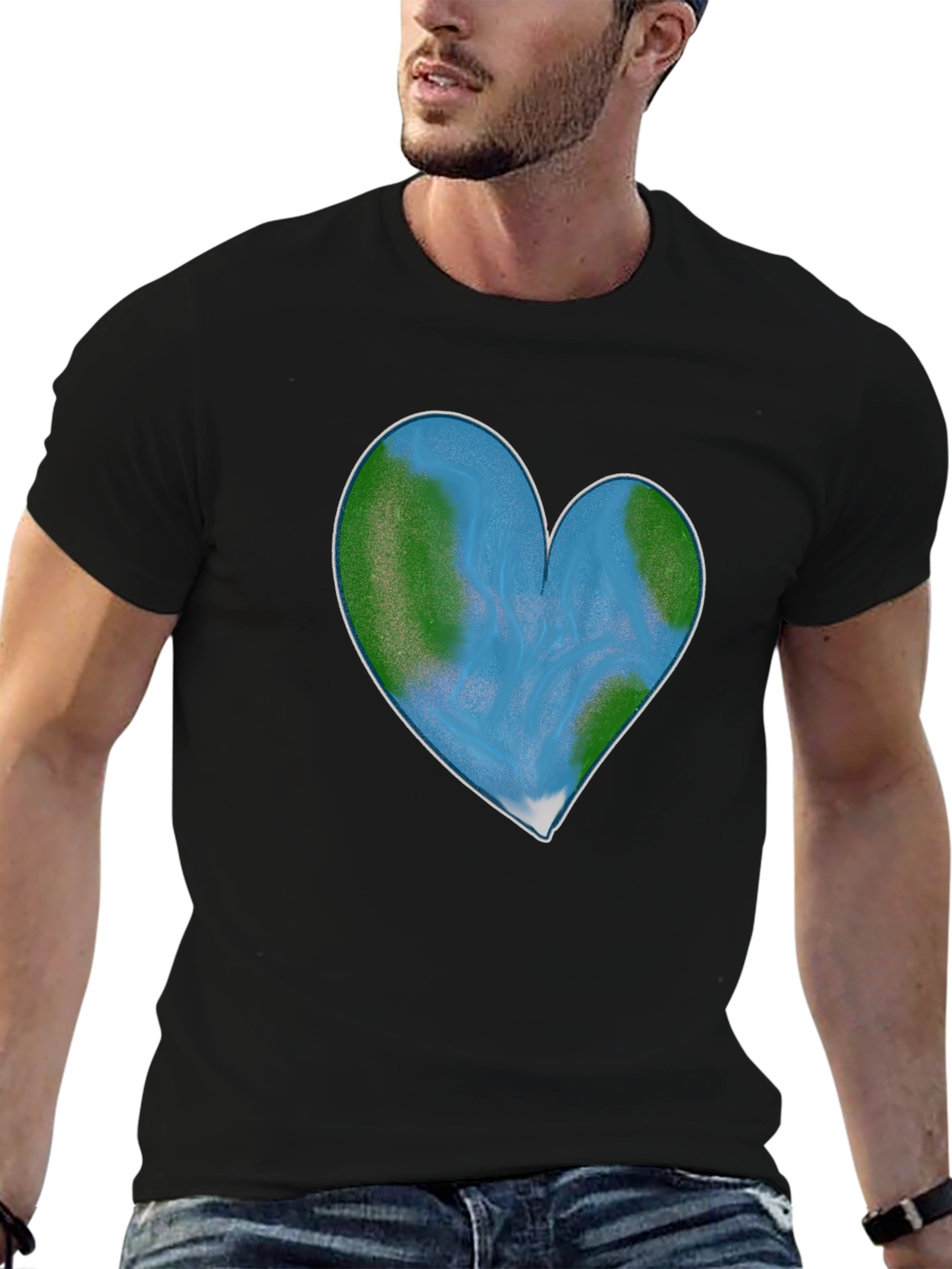 Earth Heart Graphic Tee - Black Cotton Blend