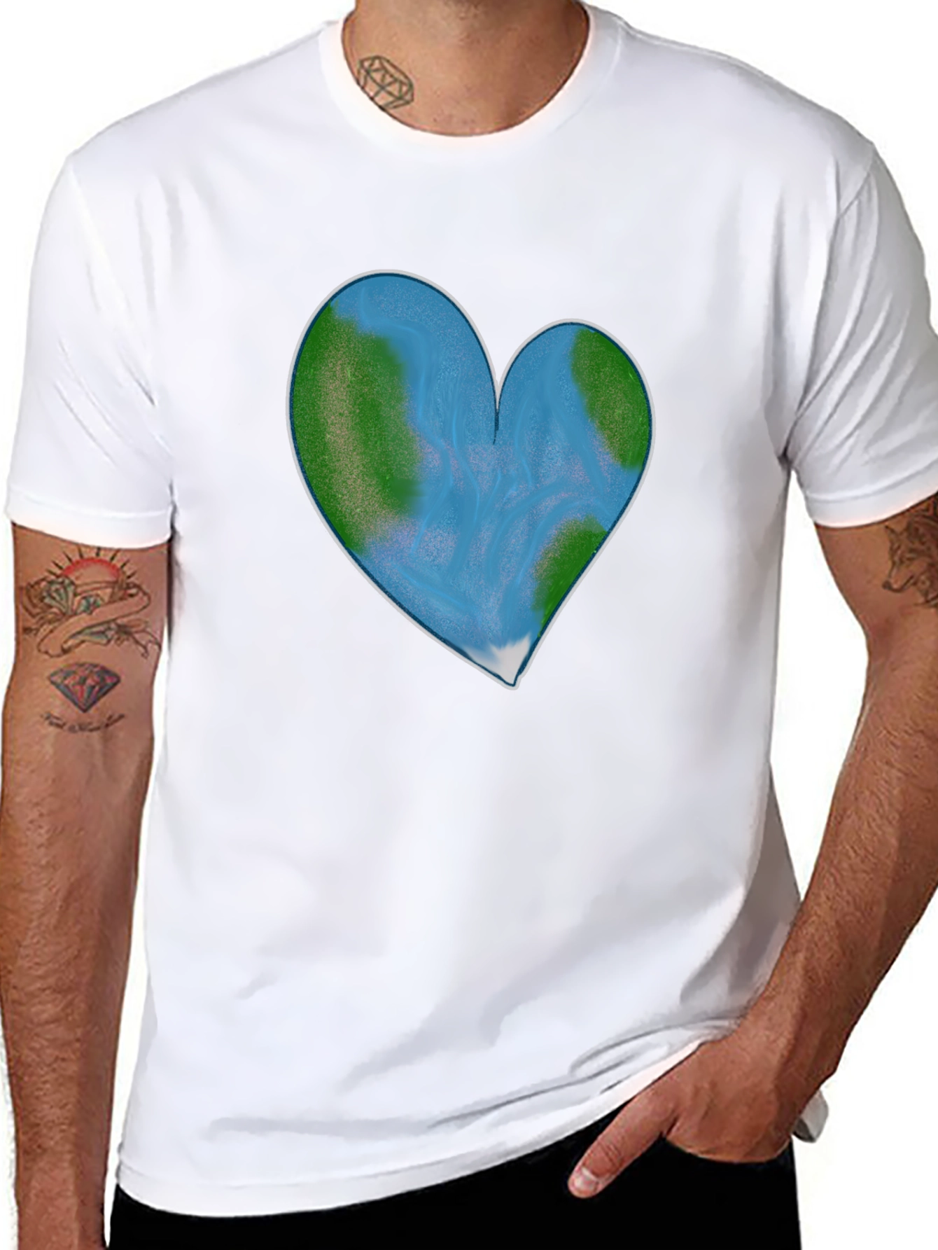 Earth Heart Graphic Tee - Black Cotton Blend