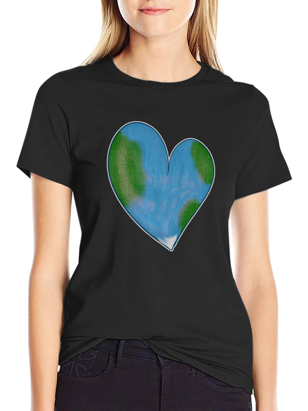 Earth Heart Graphic Tee - Black Cotton Blend