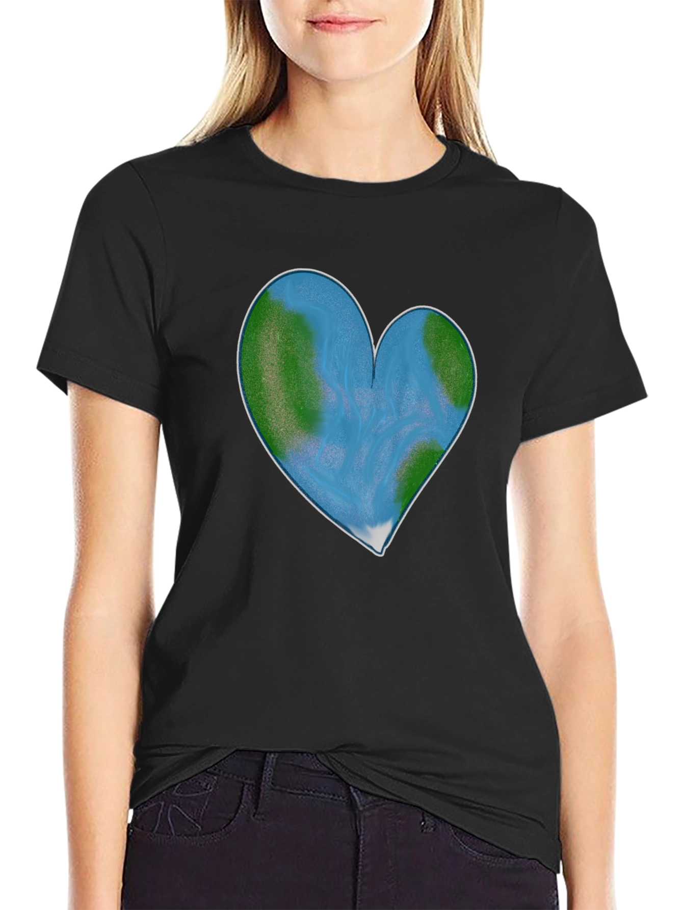 Earth Heart Graphic Tee - Black Cotton Blend