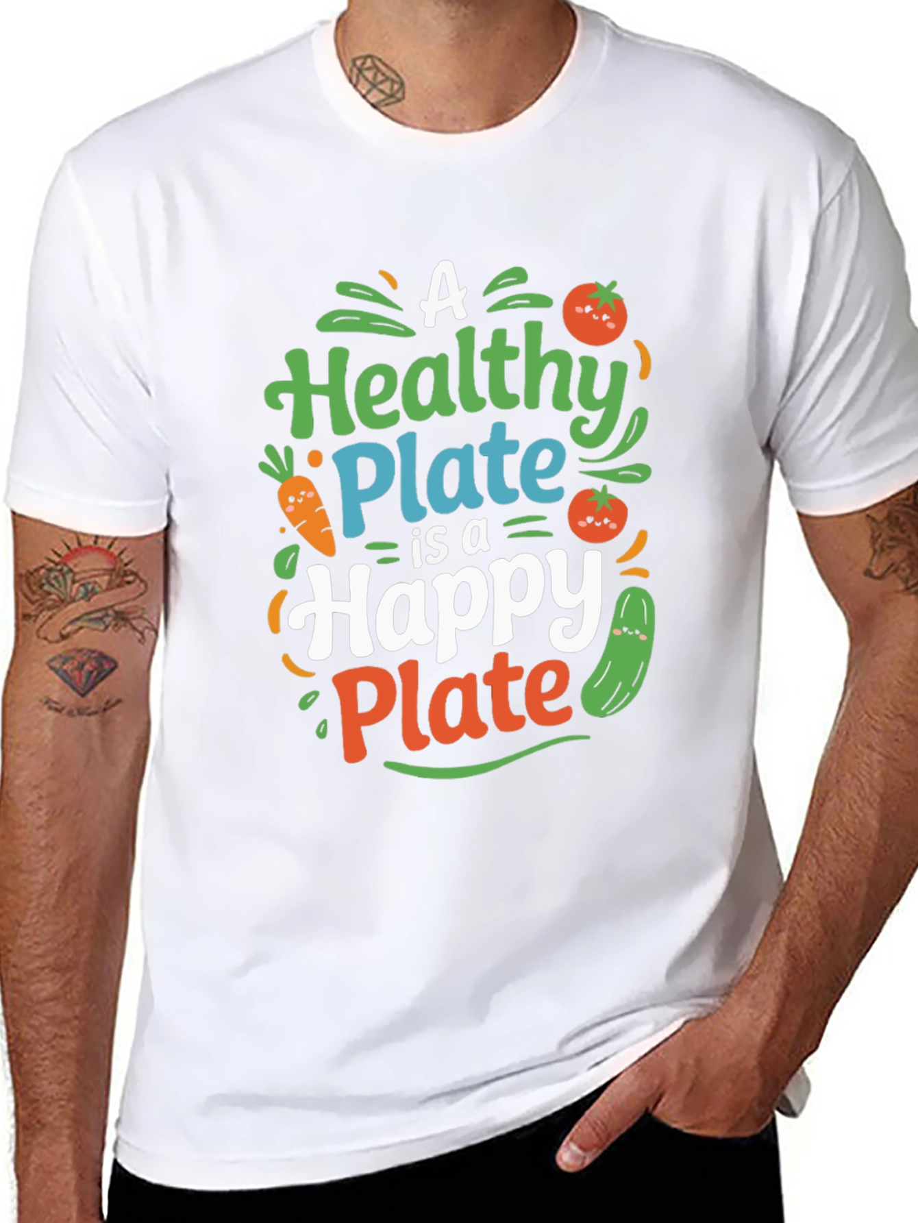 Healthy Plate Happy Plate Black Graphic Tee