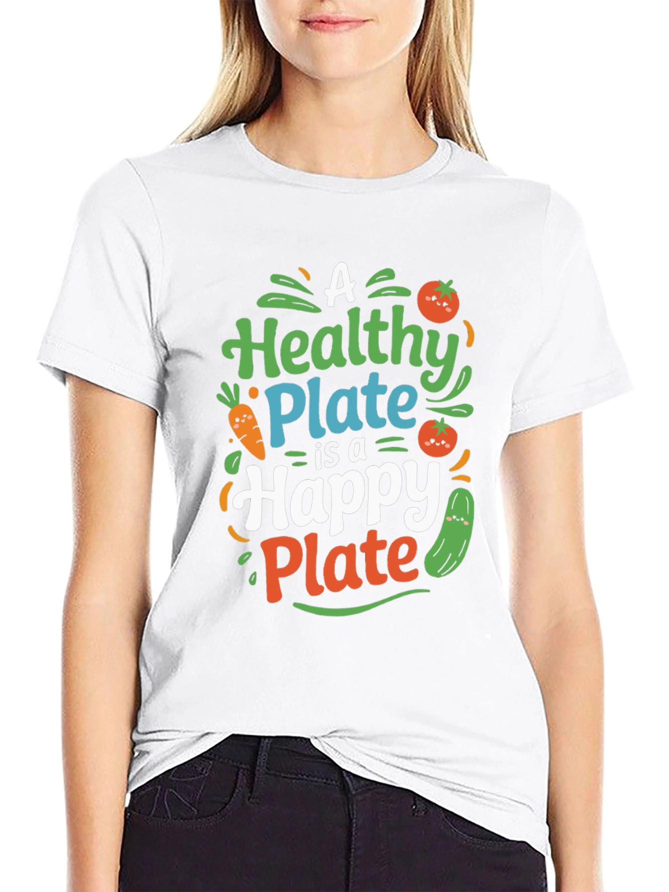 Healthy Plate Happy Plate Black Graphic Tee