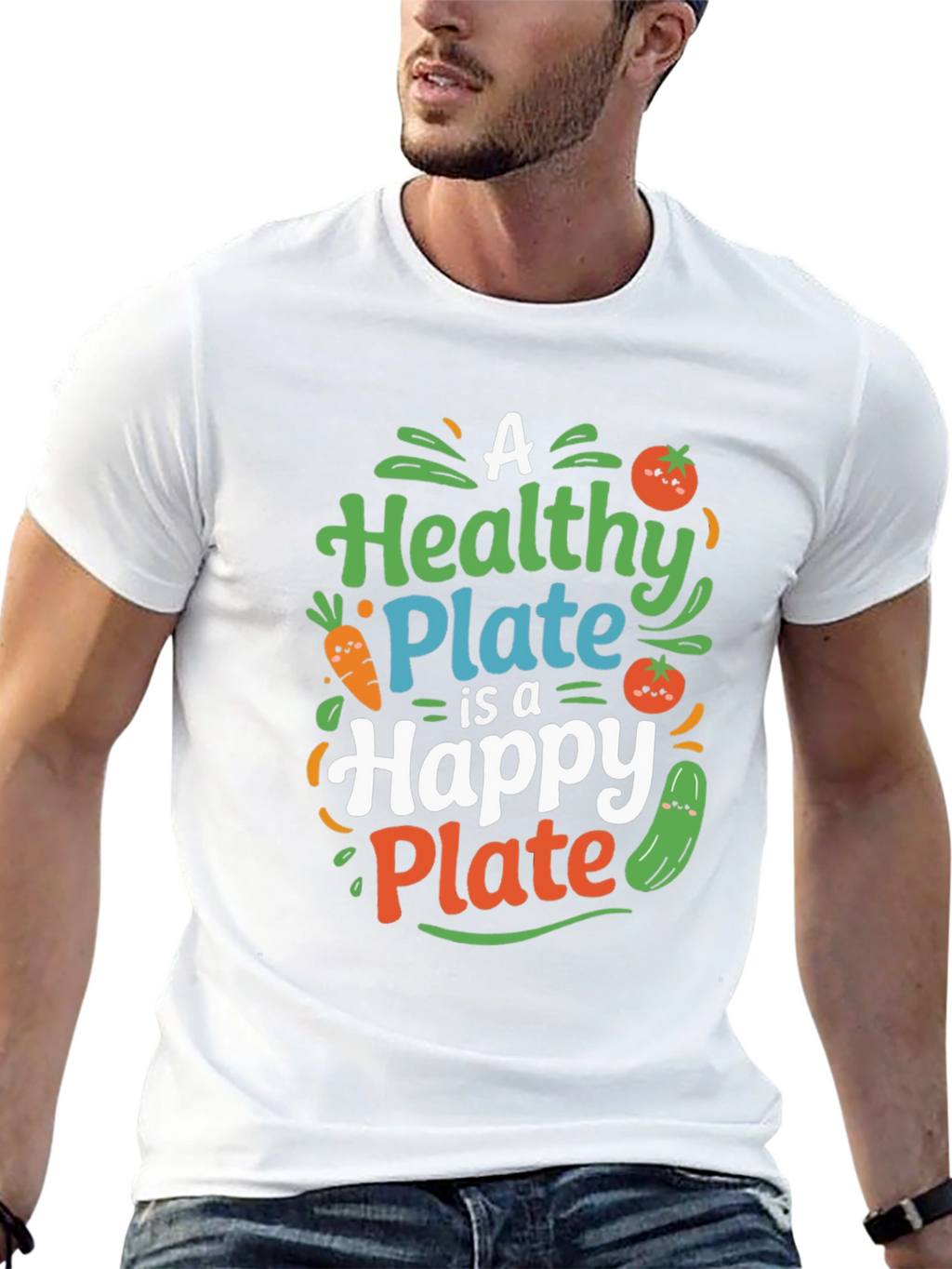 Healthy Plate Happy Plate Black Graphic Tee