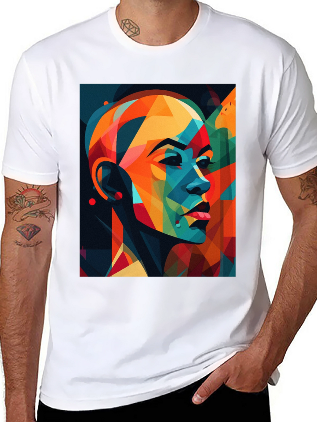 Abstract Woman Black Graphic Tee