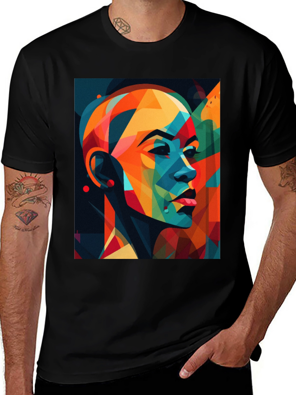Abstract Woman Black Graphic Tee