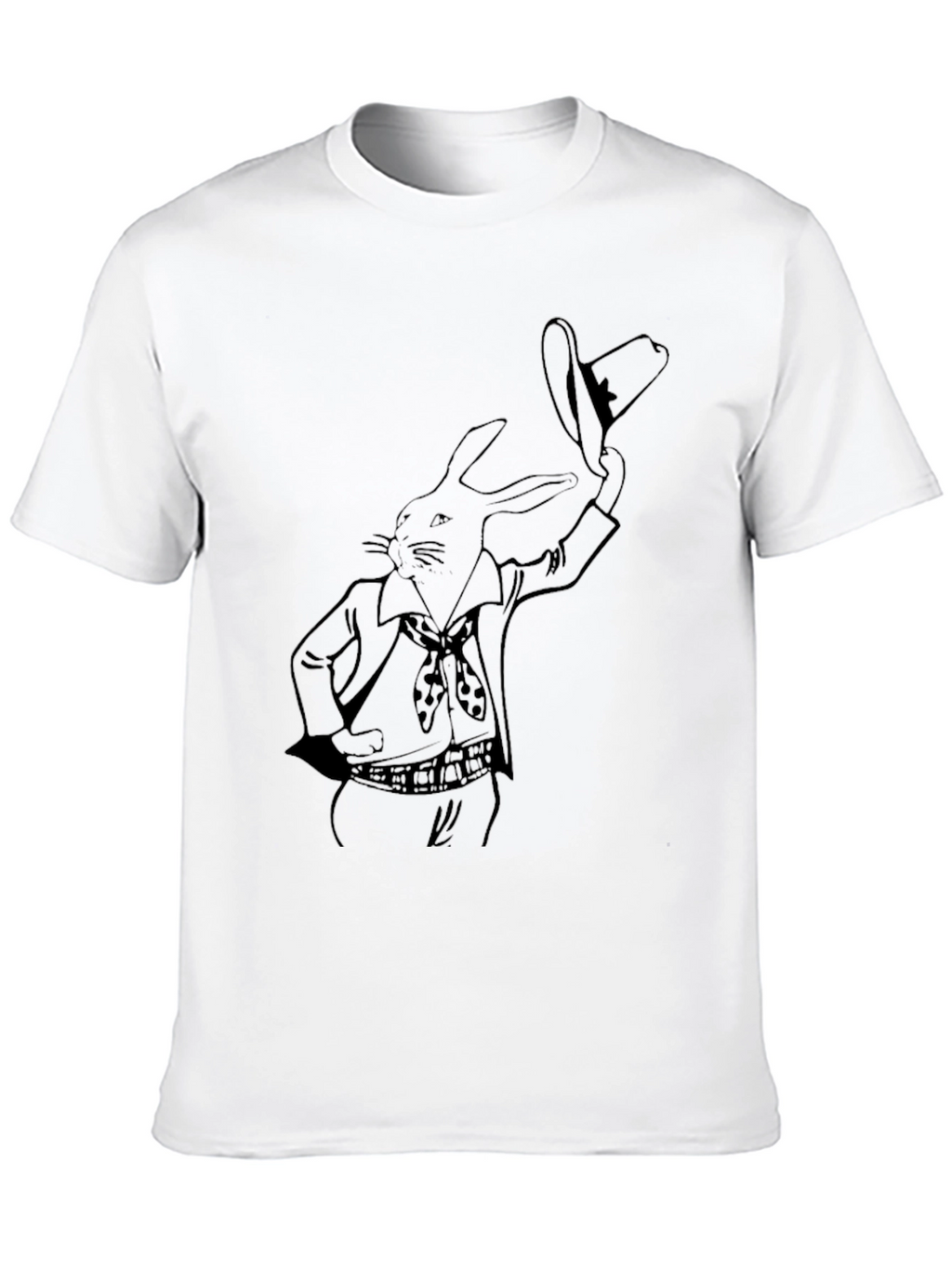 Rabbit Cowboy Graphic Tee - Black Cotton T-Shirt