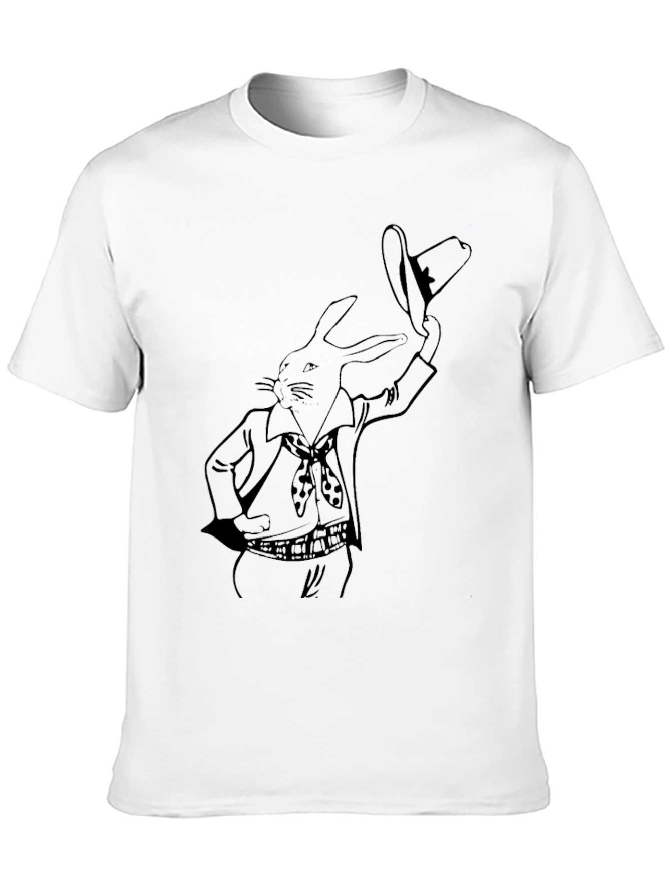 Rabbit Cowboy Graphic Tee - Black Cotton T-Shirt
