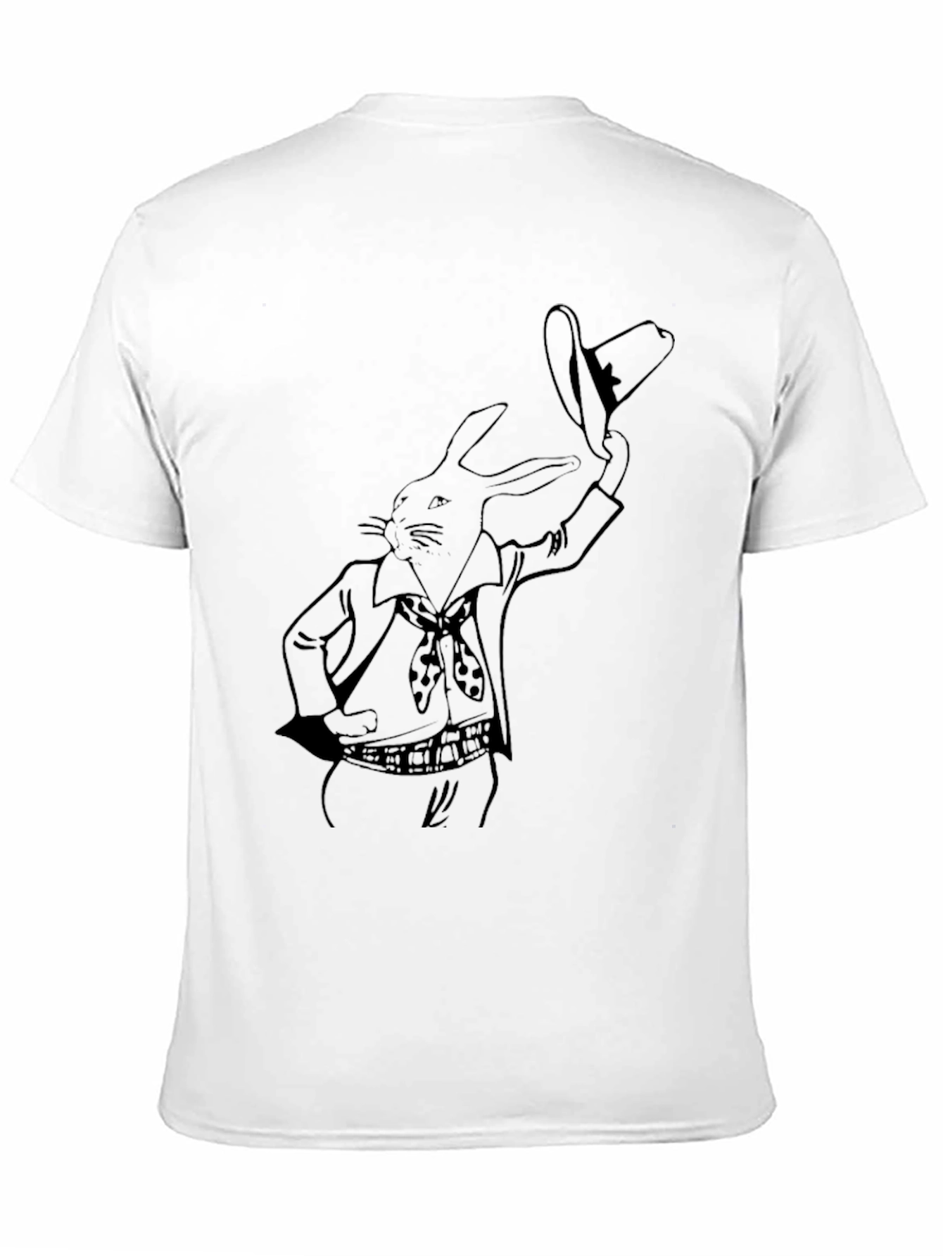 Rabbit Cowboy Graphic Tee - Black Cotton T-Shirt