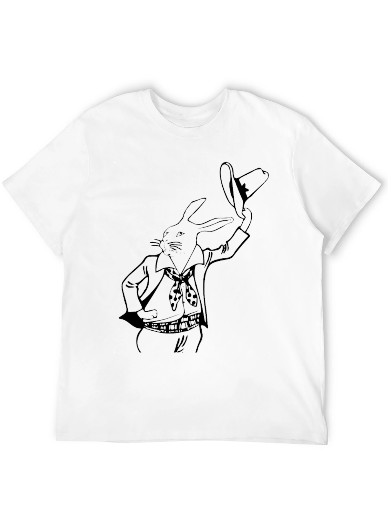 Rabbit Cowboy Graphic Tee - Black Cotton T-Shirt