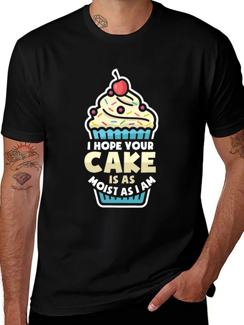 Moist Cake Graphic T-Shirt - Funny Dessert Tee