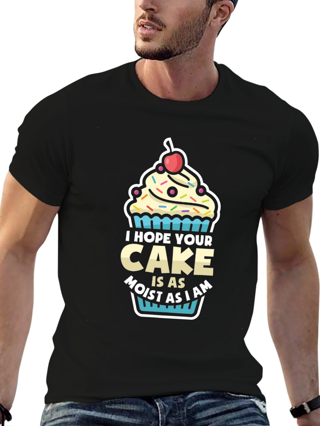 Moist Cake Graphic T-Shirt - Funny Dessert Tee