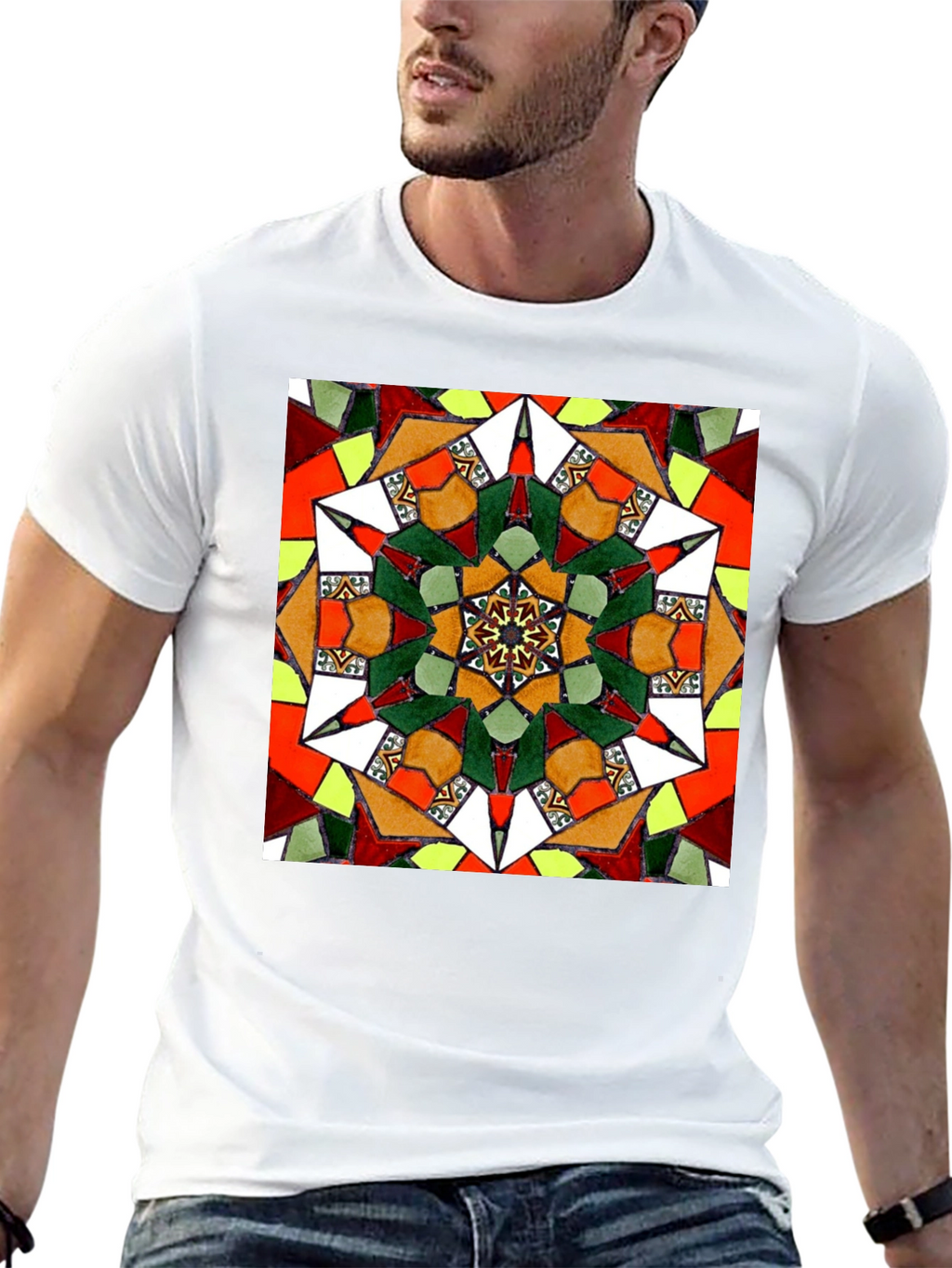 Geometric Mandala Graphic Tee - Unisex Black T-Shirt