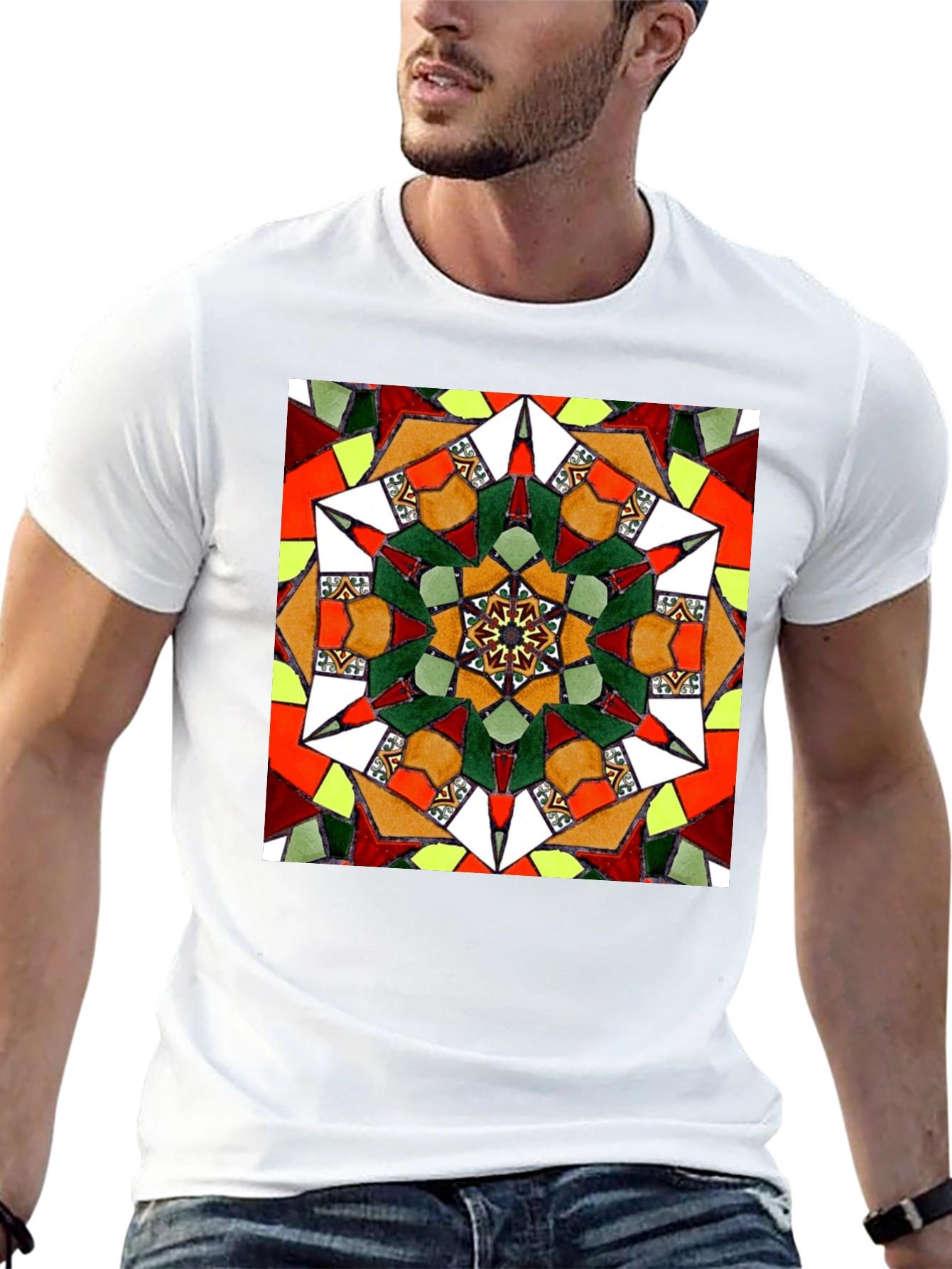 Geometric Mandala Graphic Tee - Unisex Black T-Shirt
