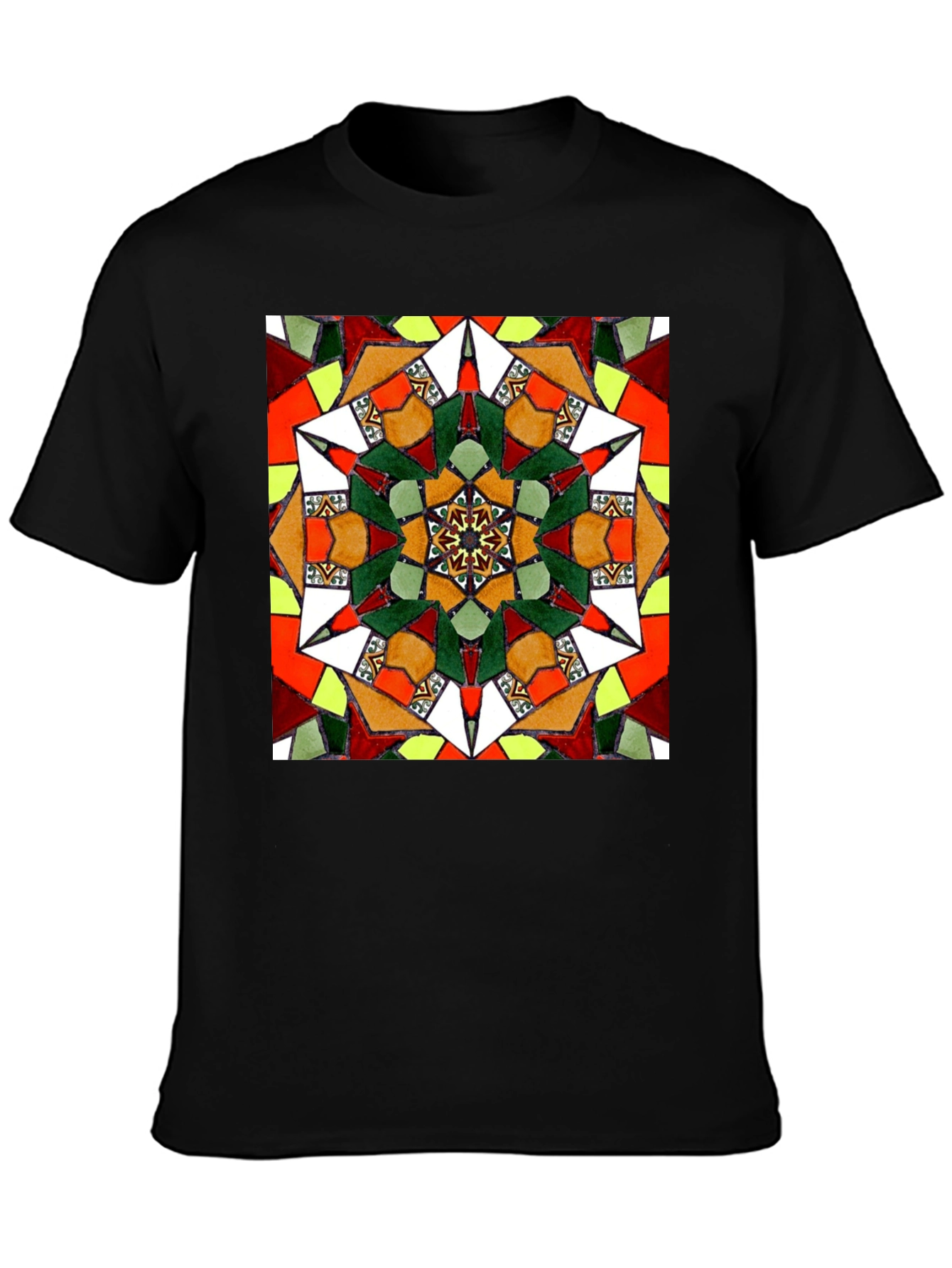 Geometric Mandala Graphic Tee - Unisex Black T-Shirt
