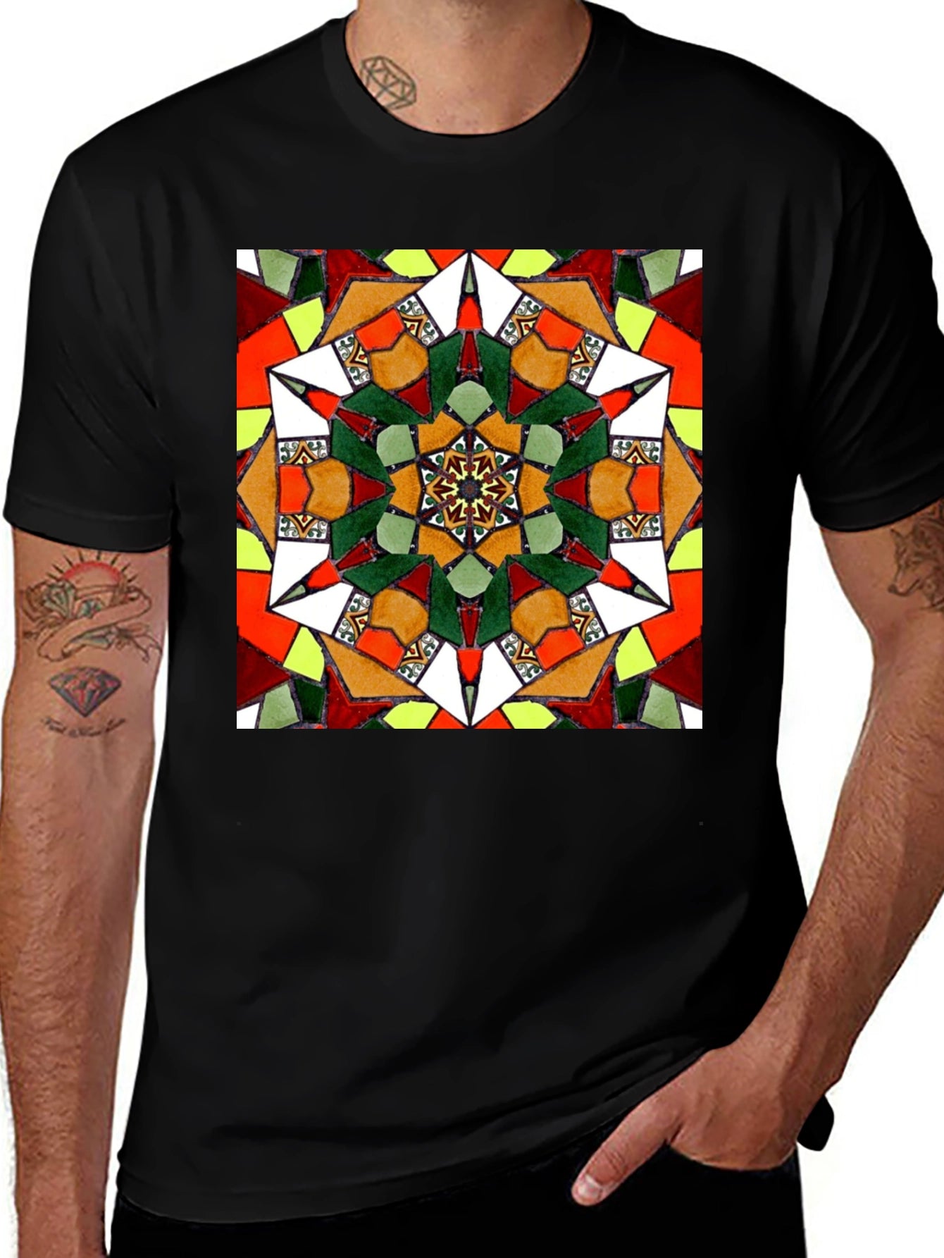 Geometric Mandala Graphic Tee - Unisex Black T-Shirt