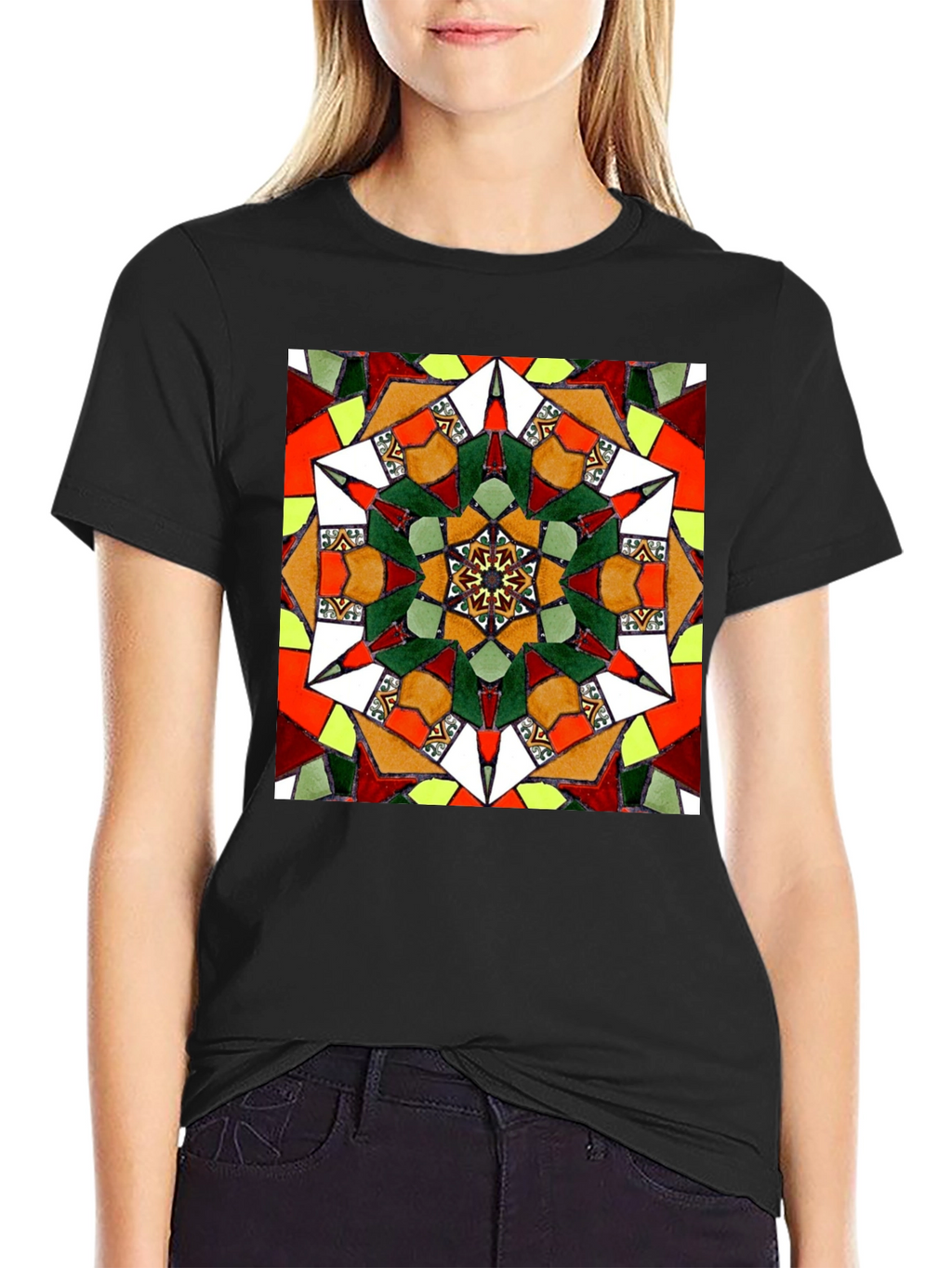 Geometric Mandala Graphic Tee - Unisex Black T-Shirt