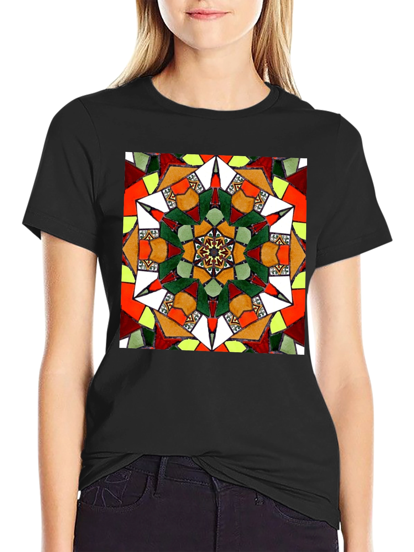 Geometric Mandala Graphic Tee - Unisex Black T-Shirt
