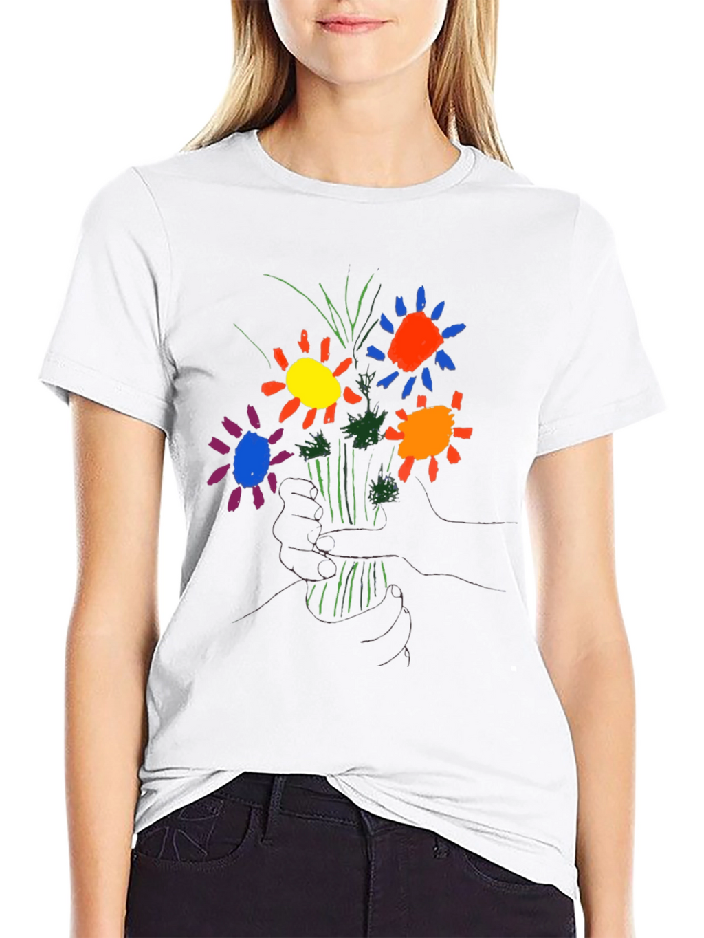 Floral Graphic T-Shirt - Hand Drawn Style